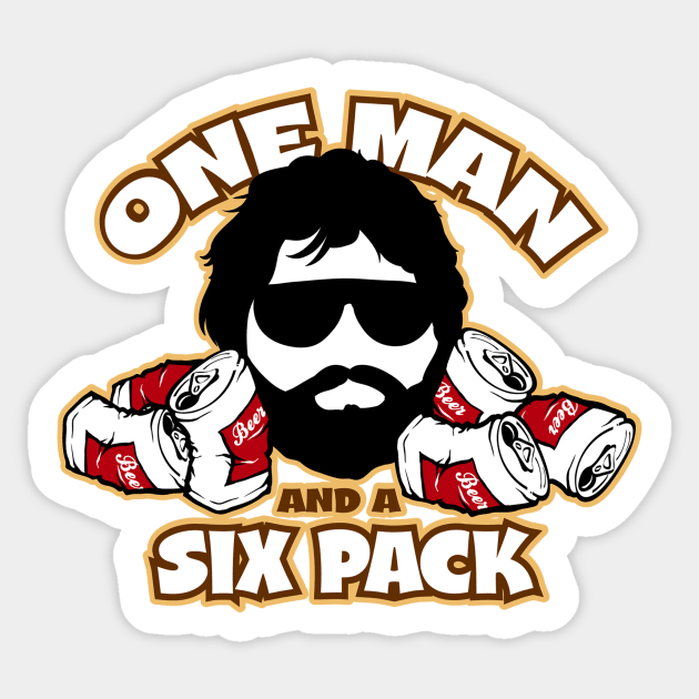 One Man And A Six Pack Sticker by Cosmo Gazoo